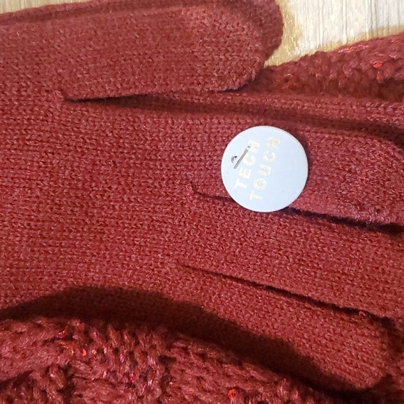 Couture Gems Burgandy Scarf, Gloves & Hat Set- OS- - Picture 2 of 5